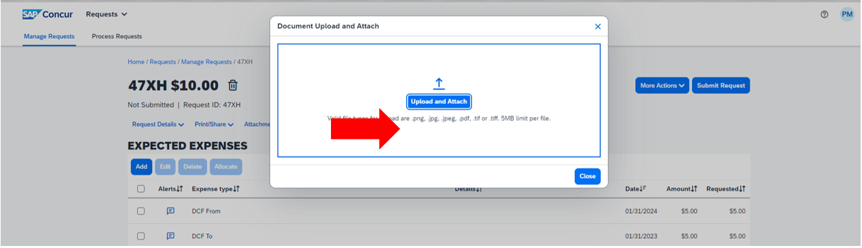 Uploading and attaching document